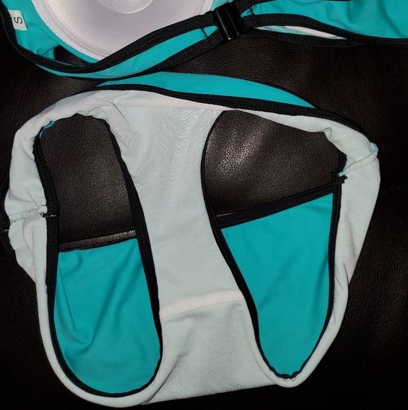 Mint Blue Color Block Bikini Swimsuit - Picture 5 of 6